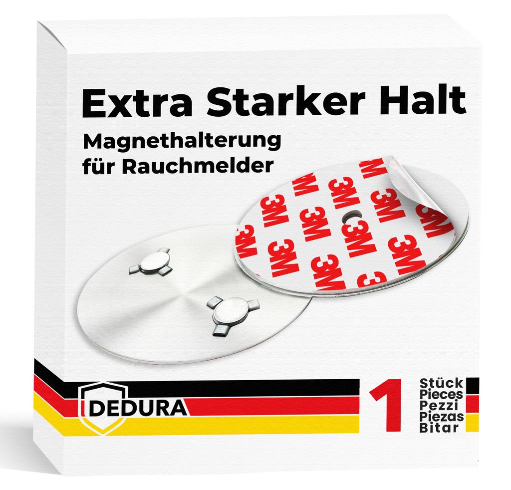 Rauchmelder Magnethalter mit extra starken Klebepads – ohne Bohren und Schrauben – Magnethalterung geeignet für alle gängigen Rauchmelder und...