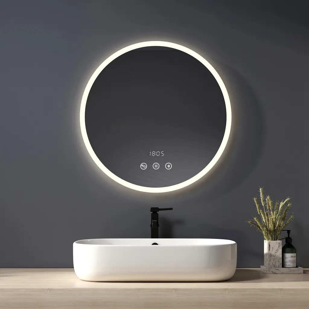 Miroir Lumineux Rond LED Salle de Bain 60cm Antibuée Tactile Heilmetz