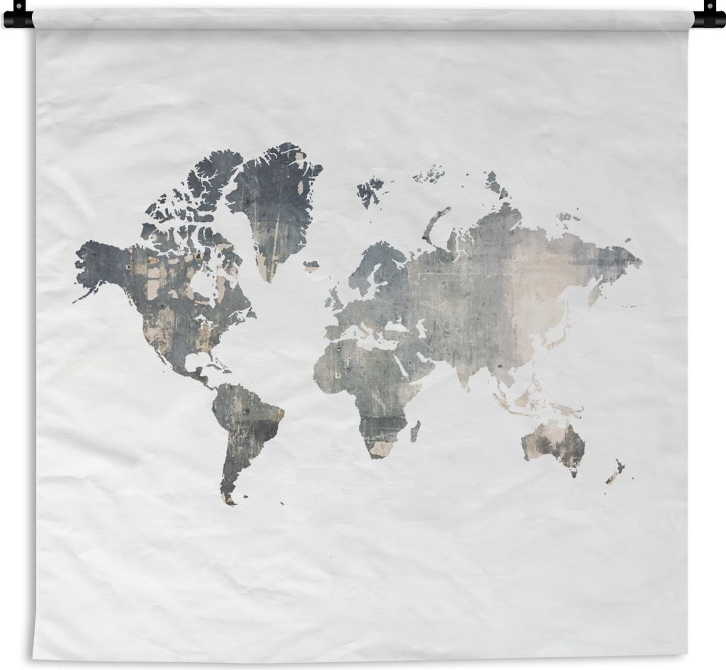 MuchoWow Wandteppich Wandbehang Weltkarte - Blau - Weiß 150x150 cm Tapisserie Dekoration Wandtuch - Wohnaccessoires - Modernes