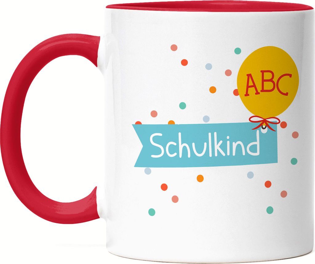 Schulkind Tasse Rot Einschulungsgeschenk Luftballon Grundschule 1. Klasse