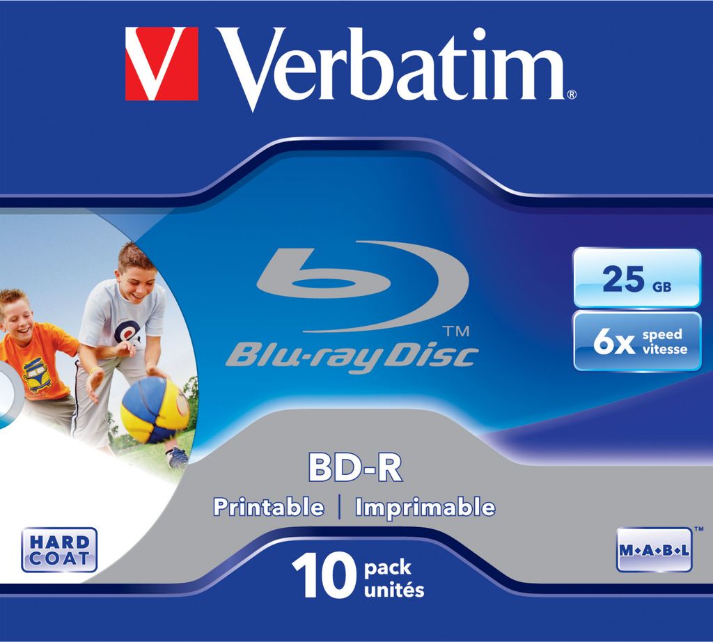 Verbatim BD-R SL 25GB 6x Printable 10 Pack Jewel Case 25 Go Image du produit 