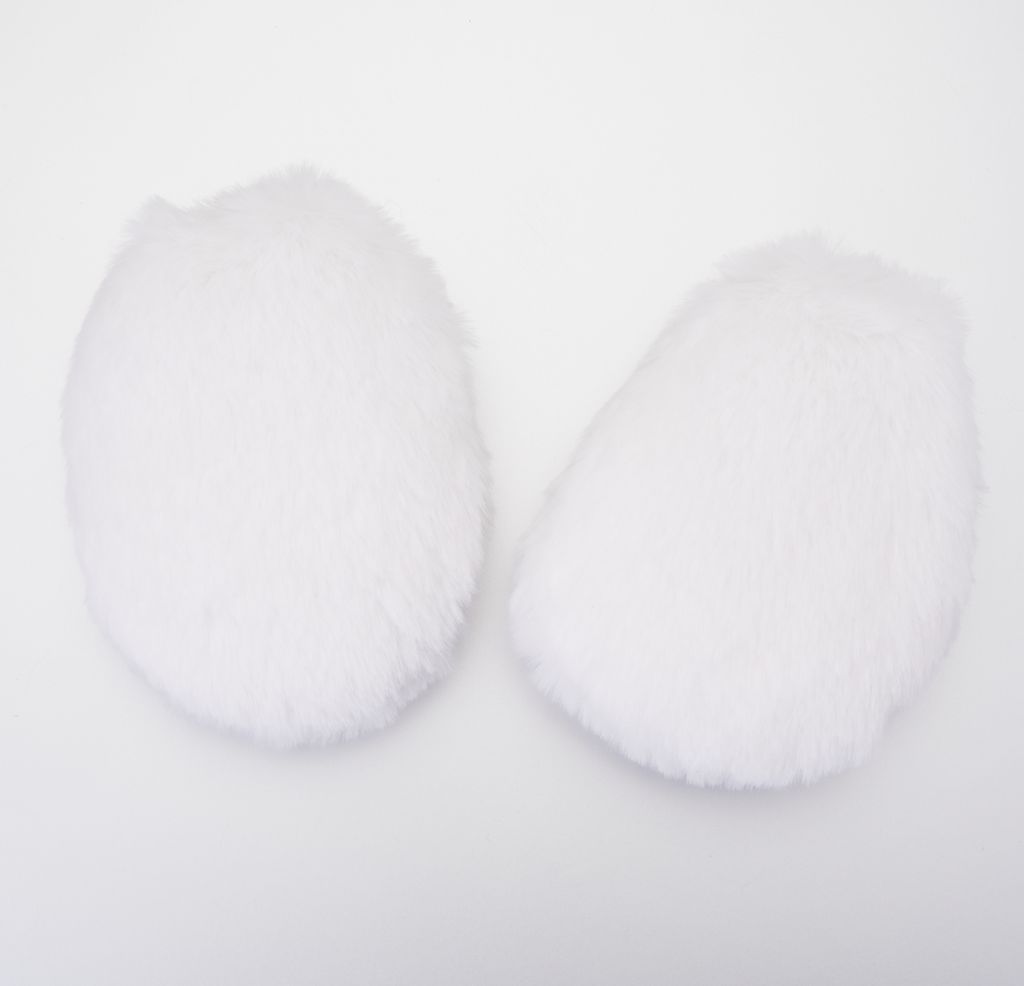 VBS Kunstfell-Kugel "Oval Groß", ca. 9,5 x 12,0 x 5,0 cm, 2 Stück Weiß