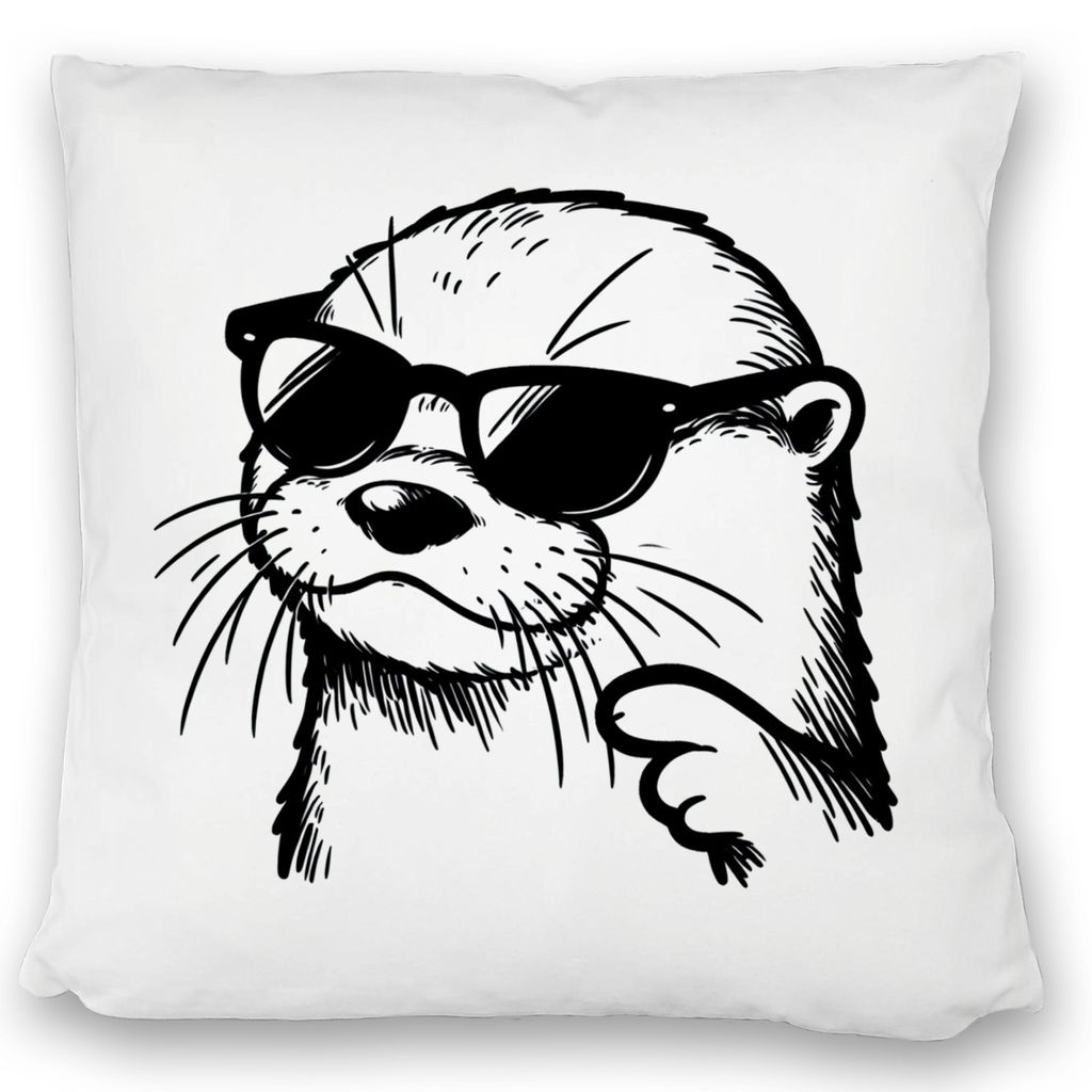 Cooler Otter mit Sonnenbrille Kissen satiniert