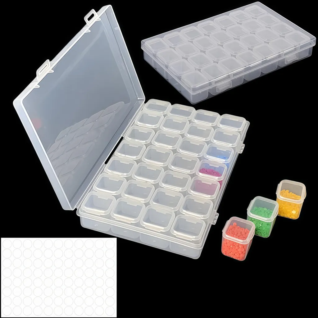Organisateur de petites pièces 28 cases, boîte tri broderie diamant 5D