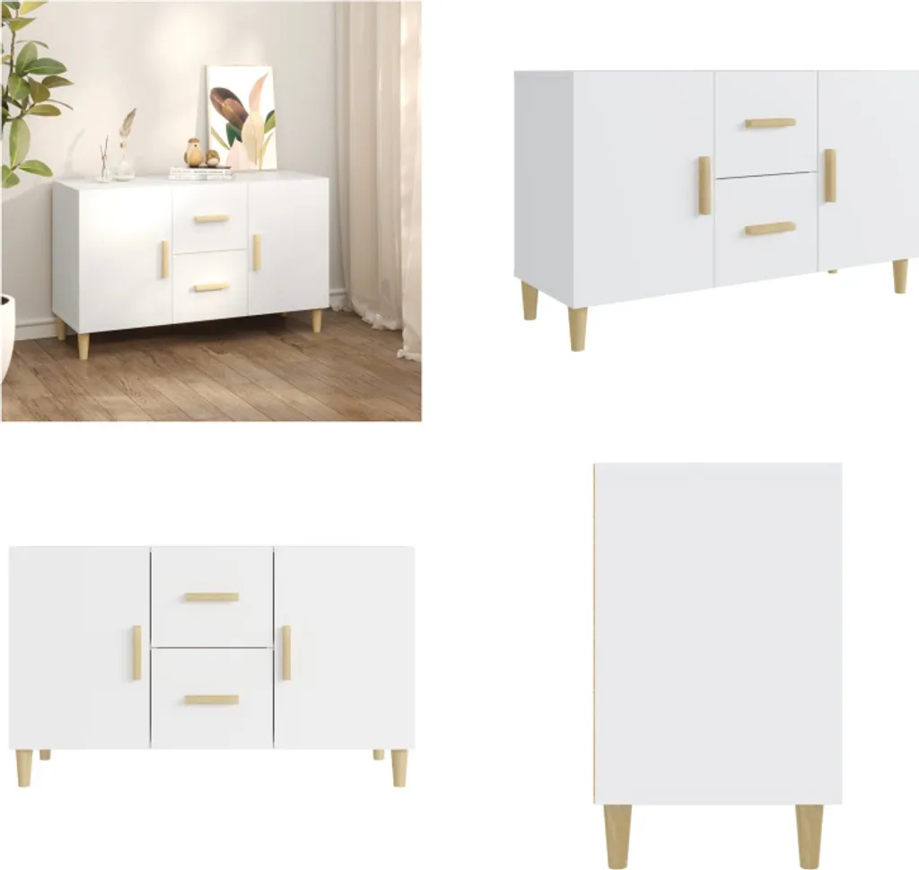 vidaXL Credenza bianca, 100 x 35 x 99 cm, in legno composo