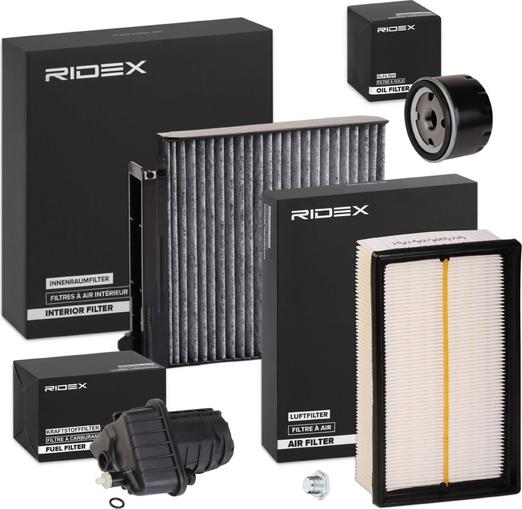 RIDEX Filterset Inspektionspaket Filtersatz für RENAULT Clio III Schrägheck (BR0/1, CR0/1) CLIO II (BB0/1/2, CB0/1/2) MODUS / GRAND MODUS (F/JP0)