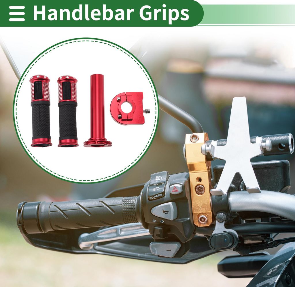 7/8" 22mm 15/16" 24mm Motorrad Handgriffe Cover Kit Aluminiumlegierung Gummi Lenker Cover für Motorroller Scooter Fahrrad ATV Rot