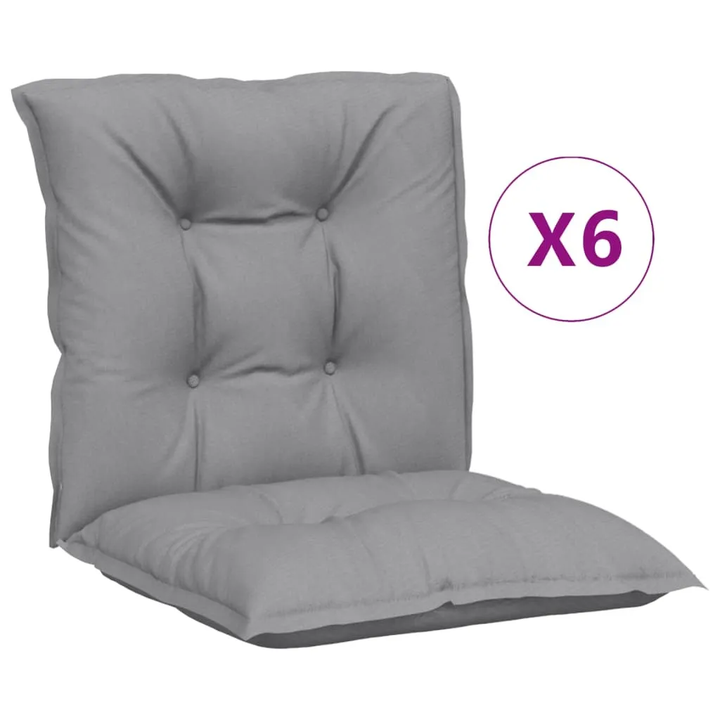 Cuscini Sedie Giardino Schienale Basso 6 pz Grigio 100x50x7 cm