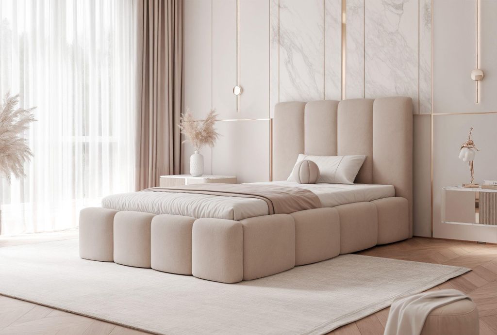 YOURHOUSE24 Polsterbett Maro Doppelbett Bettgestell Lattenrost (Farbe: Jasmine 24, Größe: 160x200 cm)