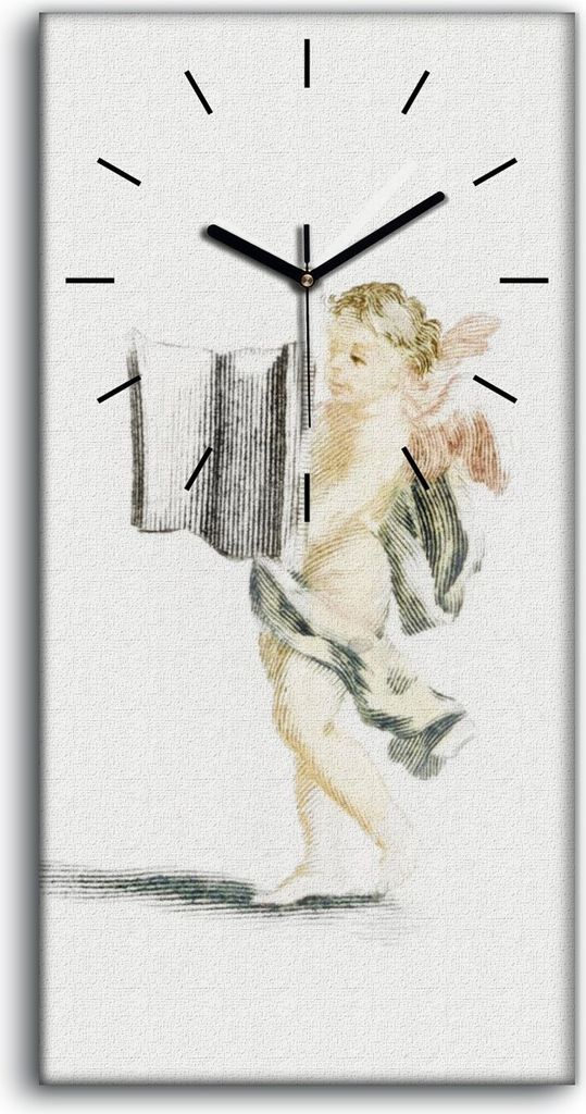 Küchenuhr Bürouhr Leinwand Uhr Geräuschlos 30x60 Zeichnung Antike Engel Kunst - schwarze Hände