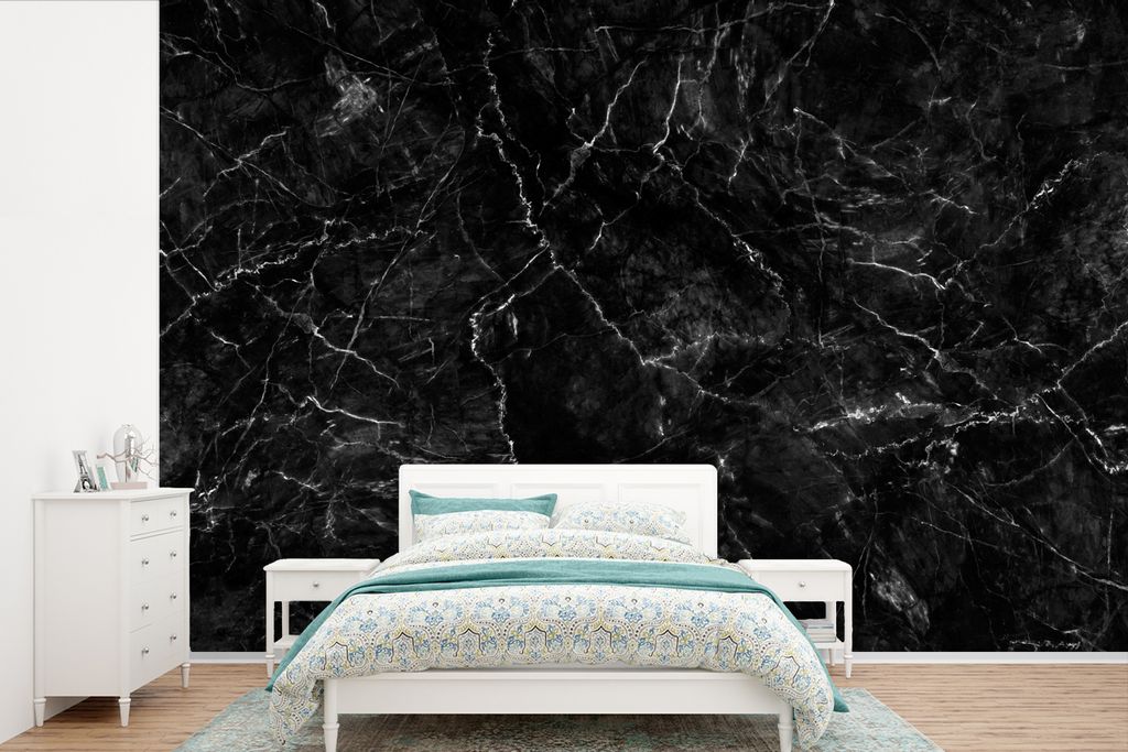 MuchoWow Fototapete für Wohnzimmer oder Schlafzimmer Wandtapete Vinyl Motivtapete Marmor - Keramik - Linie - 450x300 cm - Gemusterte