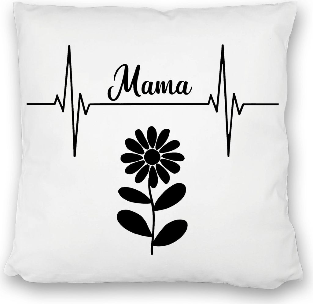 Mama Herzschlag mit Blume Kissen satiniert für Mütter