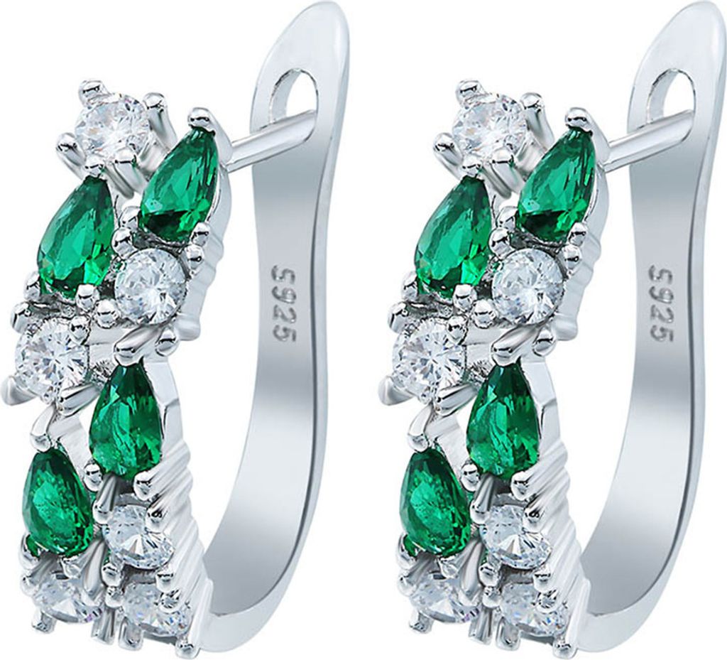 Luxus Frauen Faux Smaragd Mehrfarbige Zirkonia Ohrstecker Ohrringe Schmuck-Smaragd