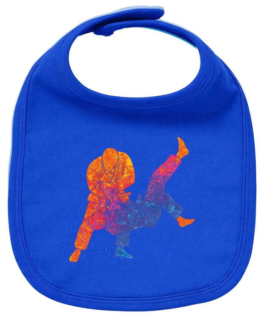 Huuraa Baby Lätzchen Judo bunte Silhouette Royal Blue Klettverschluss Baumwolle Latz Geschenkidee
