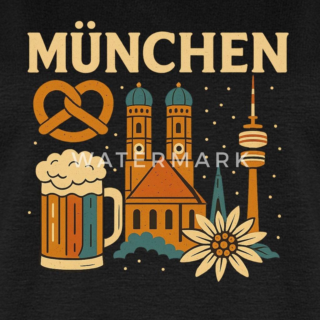 Spreadshirt München Bayern Edelweiss Brezn Bierkrug Frauen Premium T-Shirt, XL, Schwarz