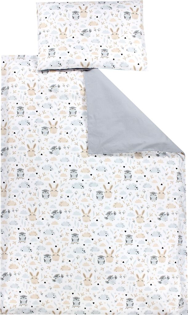 TupTam Kinder Bettwäsche Gemustert 2-Teilig Wendebettwäsche, Farbe: Hase / Eule, Größe: 120x90 cm