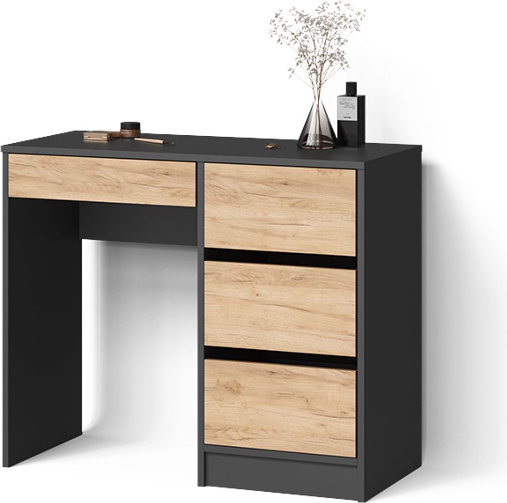 Schminktisch Livinity Imola Anthrazit/Goldkraft Eiche ohne Spiegel, Model 53130