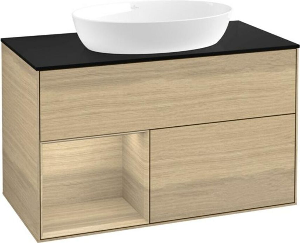 V&B Waschtischunterschrank Wandbeleuchtung Finion 100, Abd.-Pl. bla m, Reg Oa ven, Oa ven