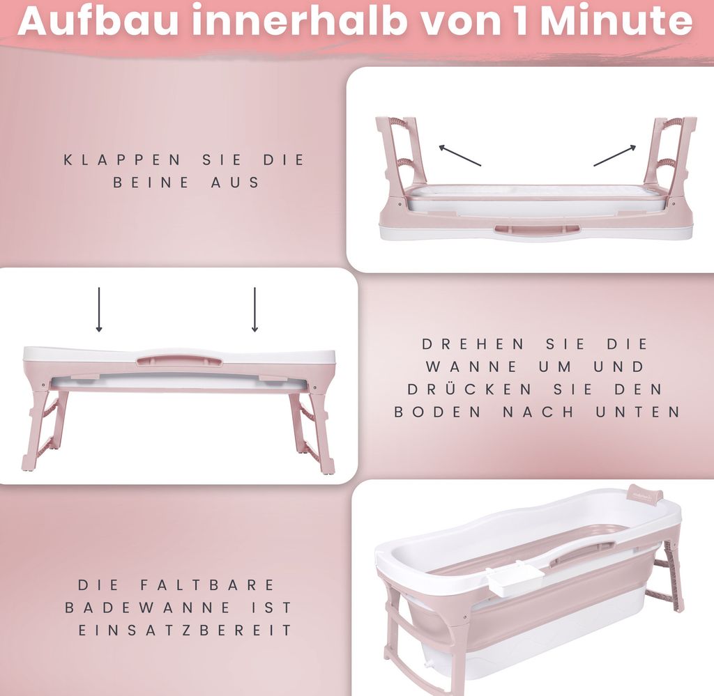 HelloBath® Faltbare Badewanne für Erwachsene L, 143x60x54cm Produktbild 3