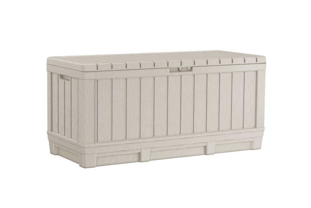 Keter Gartentruhe KENTWOOD – 350L – wetterfest – helles Produktbild 