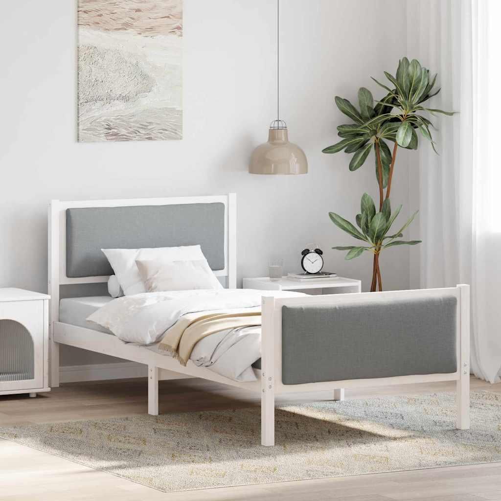 "Schlussverkauf" Einzelbett 1 PLACE - bettrahmen moderne - mit Kopfteil - Hellgrau 100x200 cm Stoff C3575
