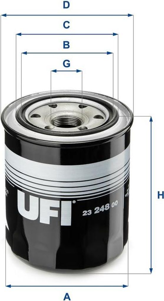 UFI 23.248.00 Ölfilter OE 1213438 kompatibel mit Ranger, 4 Runner, Avensis, Corolla, Hiace, Hilux, Land Cruiser, Taro