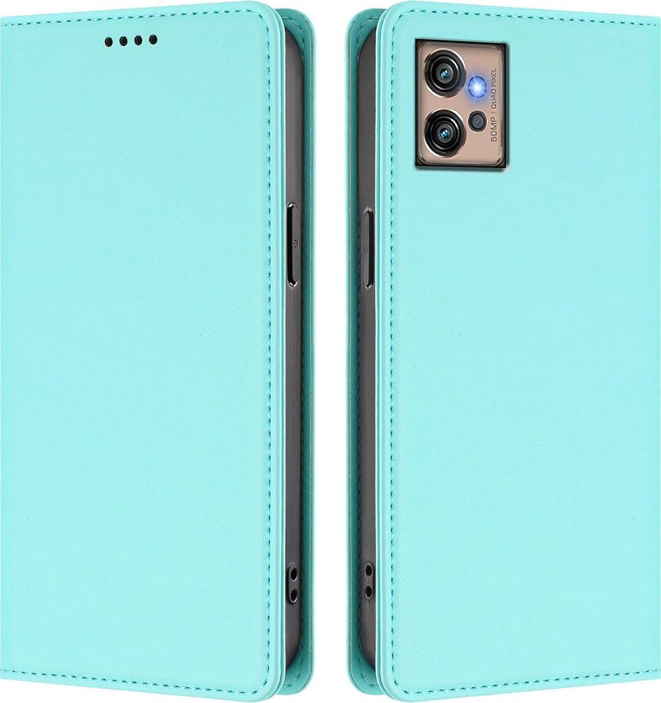 Handyhülle für Motorola Moto G32, Kunstleder Klapphülle Stoßfeste Magnetische Hülle mit Ständer Türkis