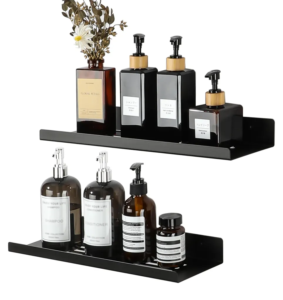 Rangement de douche mural noir 40 cm porte-shampoing cuisine et salon