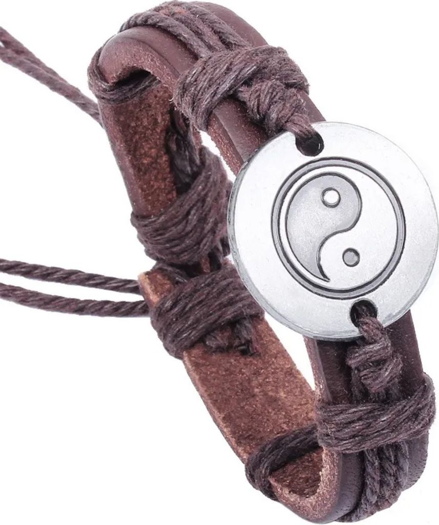 Armband Emilio - Elegantes Yin-Yang Lederarmband in Braun KP34461