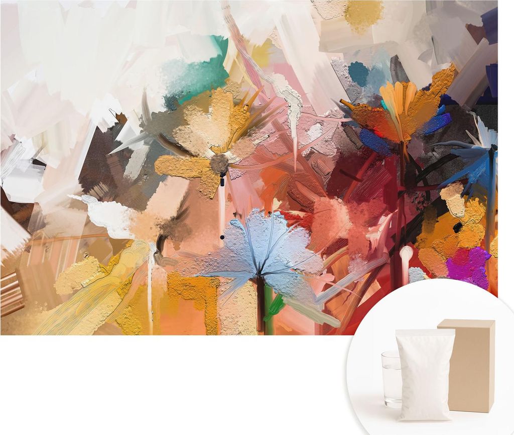 Fototapete - Wandbilder für Wohnzimmer - 104x70 cm - Dekorative Wandfolie - Modernes Design für Wanddekoration - Tapeten für Innenräume - Flora...