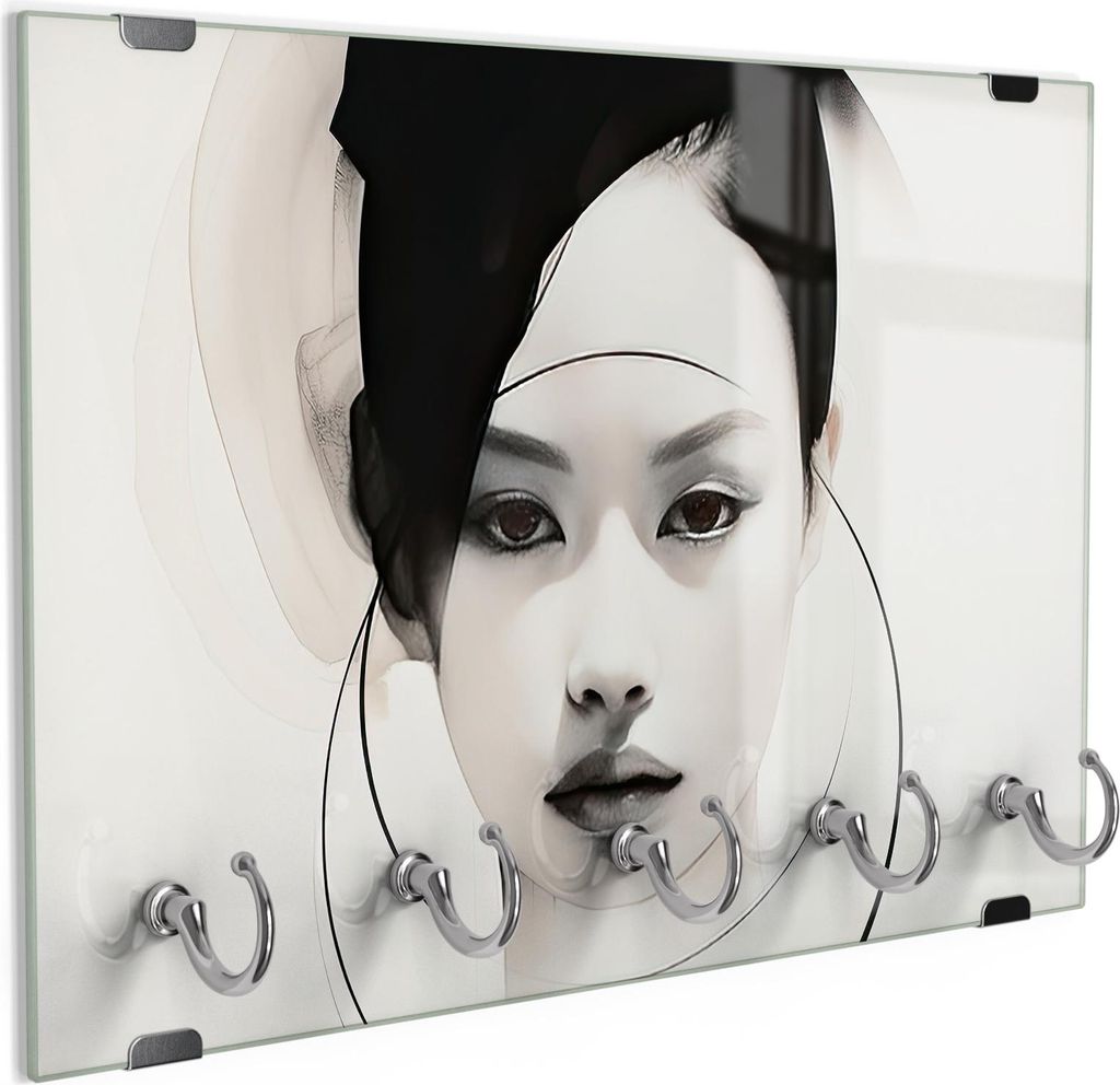 DEQORI Schlüsselbrett Glas 30x20 cm 'Blick in der Symmetrie' Schlüssel Halter Board Haken