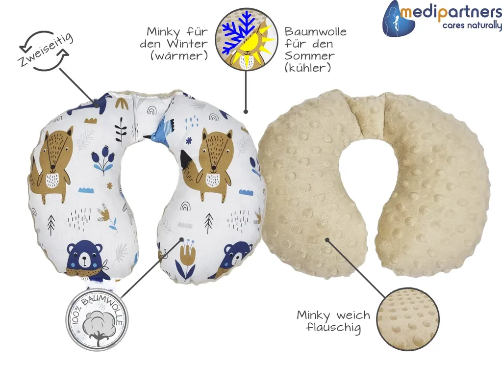 Coussin cervical voyage bébé pour poussette et siège auto Boho Animals - 3
