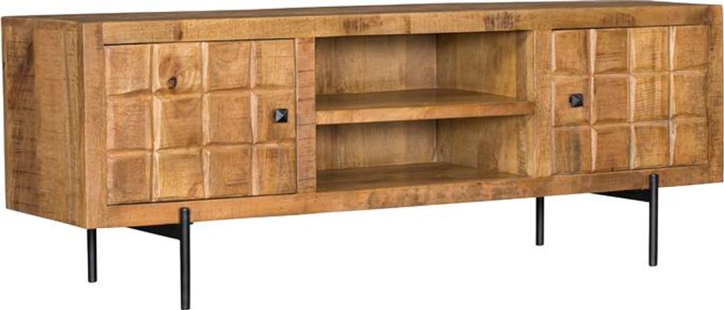 TV Möbel Savion Mangoholz Metall Natur 220 180 150 120 x 40 x 55 cm, Masse:150 cm X 40 cm