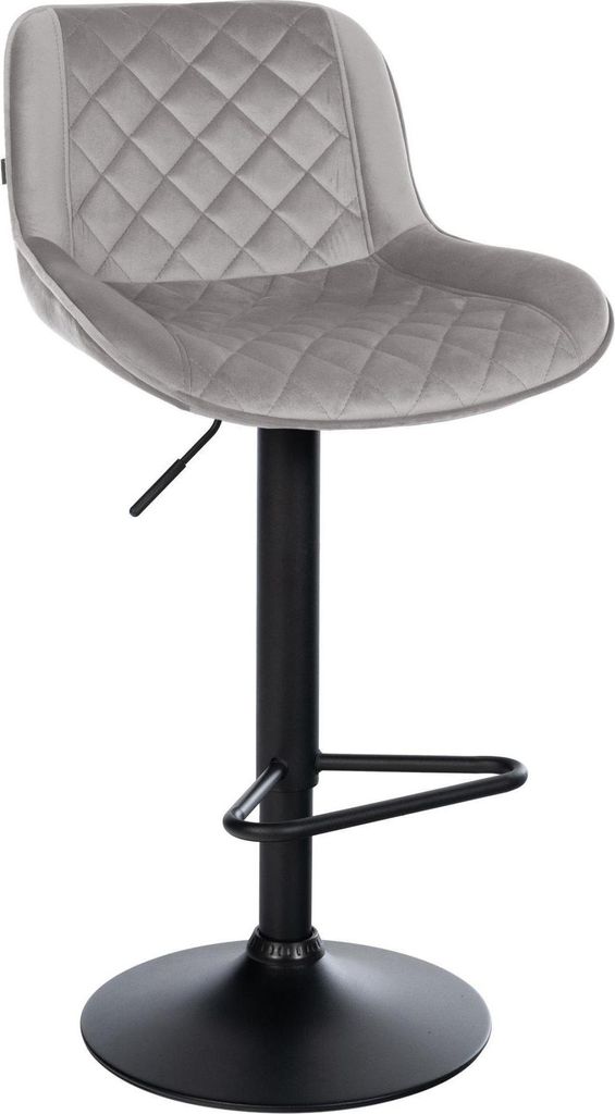 Barhocker - Küchenhocker - 360° drehbar, höhenverstellbar, bequemer Sitz - Kunstleder/Samt | Farbe: Grau | Material: Weich