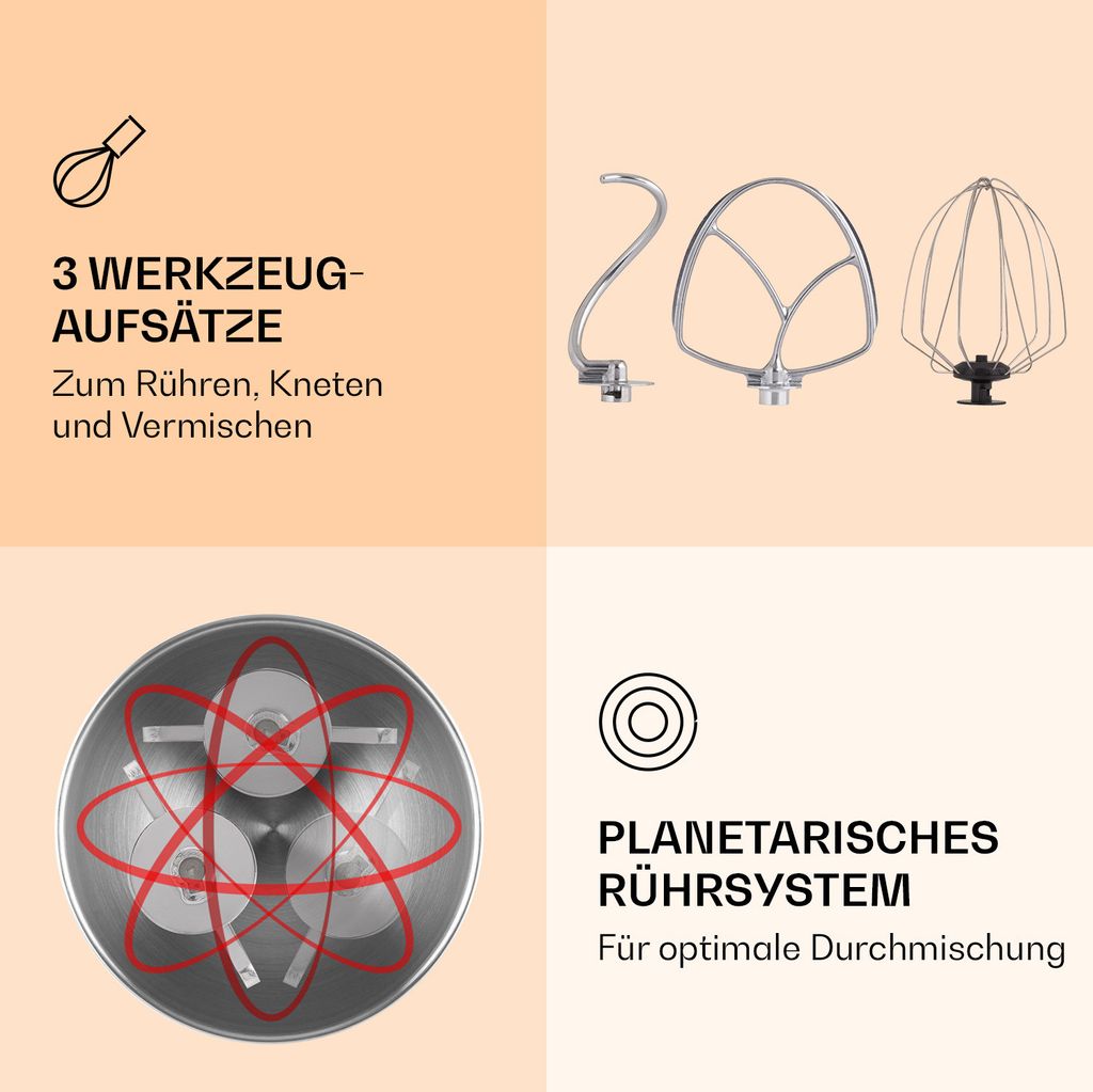 Klarstein Küchenmaschine, Universalküchenmaschinen, 3-in-1 Produktbild 4