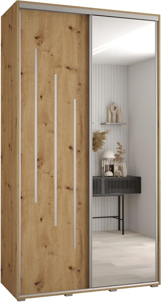 MEBLE KRYSPOL Cannes 9 Schrank mit 2 Schiebetüren - 205,2x140x60 cm - Artisan Artisan Silber