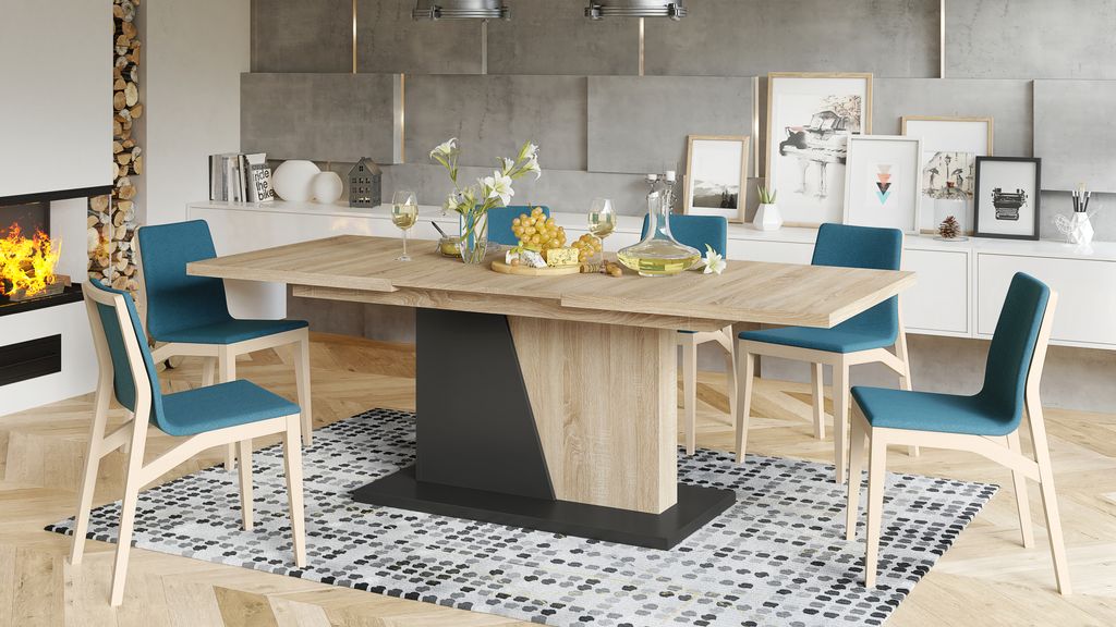 Design Esstisch Tisch Noble Noir ausziehbar 160 bis 218 cm