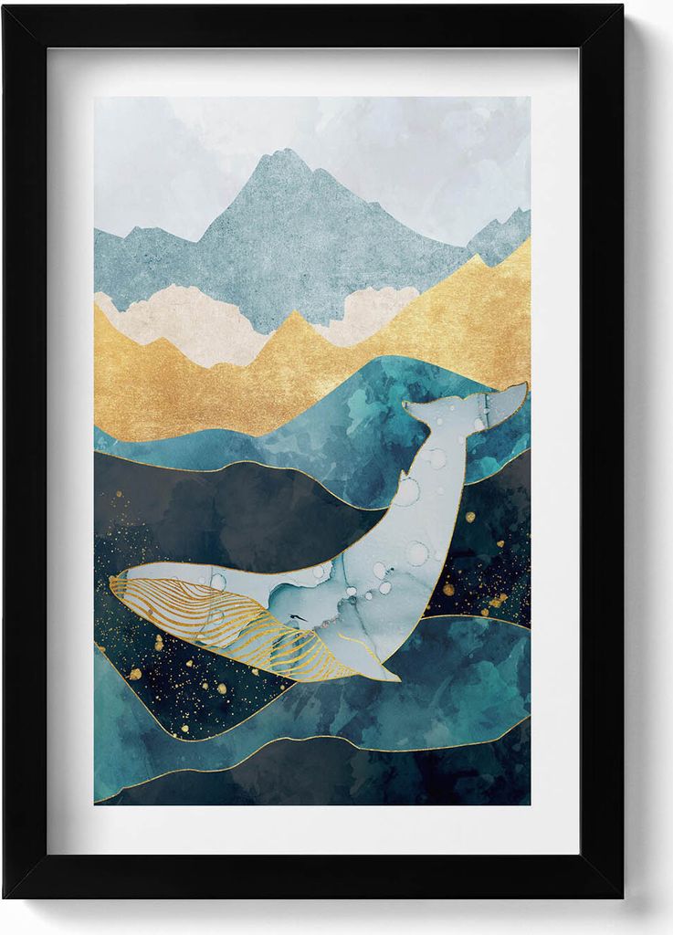 Wal Abstraktion– Wandbild mit Rahmen – Gerahmtes Bild – Wanddekoration – 20x30 cm – Schwarz