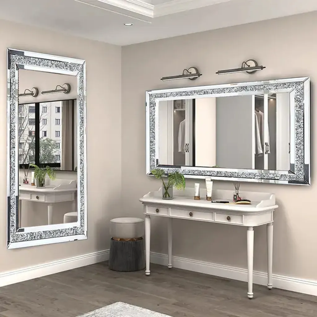Miroir de coiffeuse professionnel cristal 120x60cm pour dressing et soin