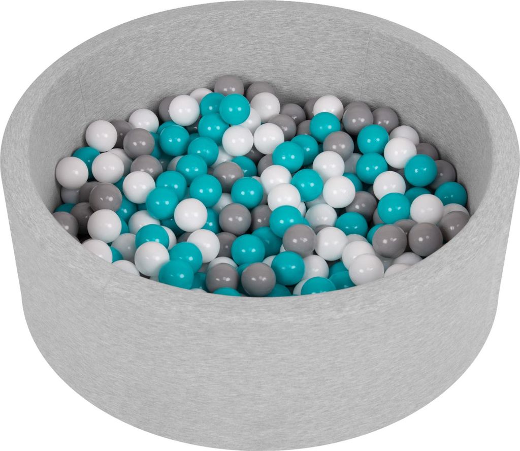 Selonis Bällebad kinder 90x30cm 200 Bunten Plastikbälle ∅6cm - Bällepool Bälle für Bällebad Für baby zimmer Bällebäder Rund - Hellgrau