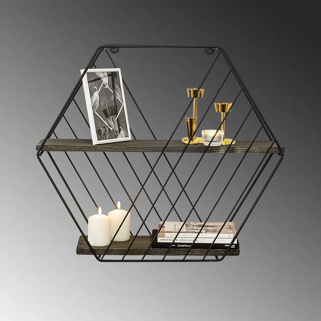 Étagère Murale Noire Skye Decor Bois Robuste 60 cm Design Géométrique