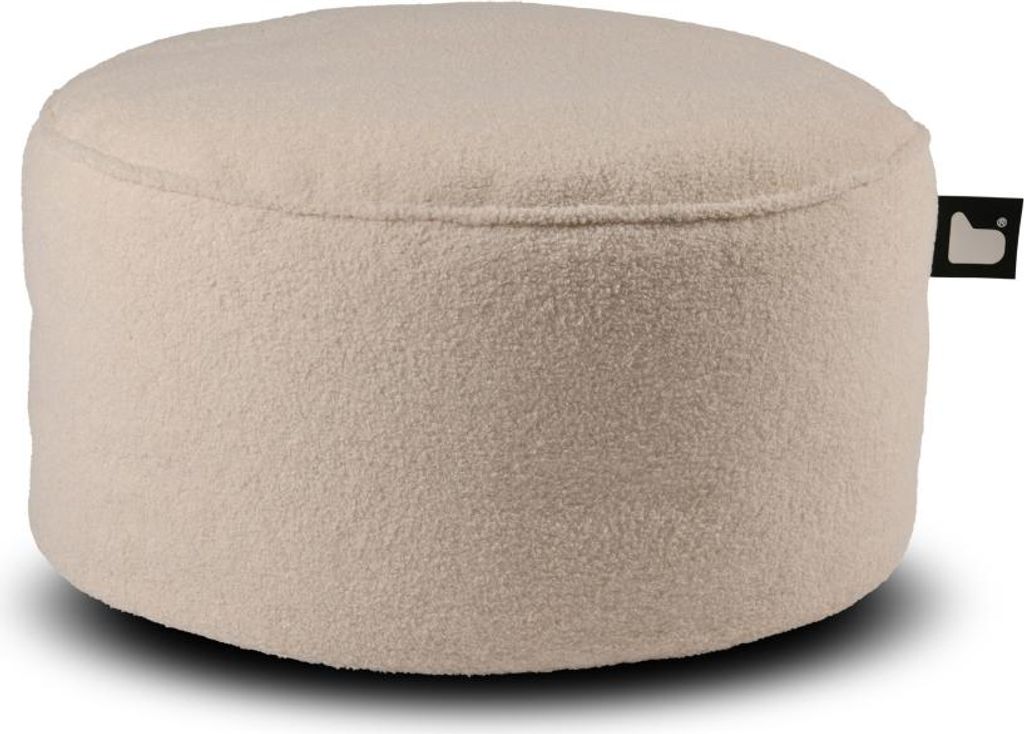 Extreme Lounging - b-poufe teddy - Pouf rund - für den Innenbereich - weich und bequem - 60x40cm - Elfenbein