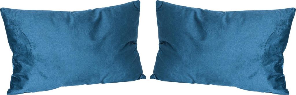 Nicola Spring Rechteckige Samtkissen – 60 cm x 40 cm – Blau – 2er-Pack