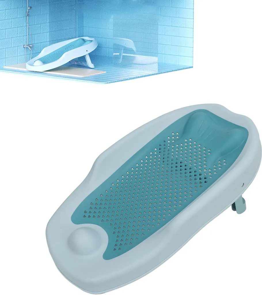 Supporto Ergonomico per Vaschetta Bagnetto Neonati Blu Pieghevole - 1