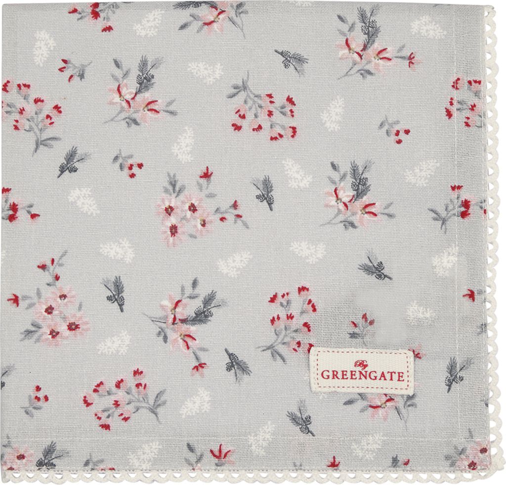 Greengate Emberly Stoffserviette mit Spitze pale grey Produktbild 
