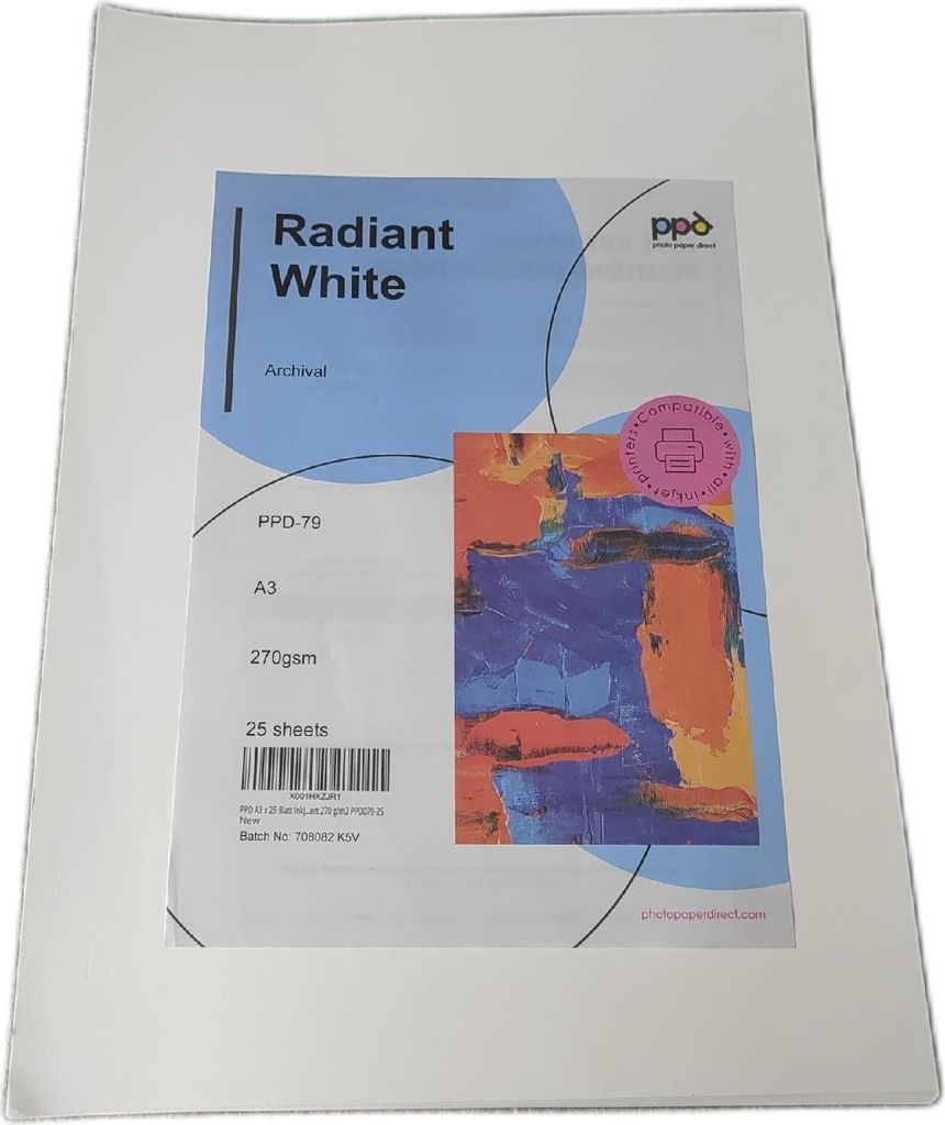 PPD Foto Druck Papier FineArt Rag 270g matt leicht strukturiert 25xA3 für Tintenstrahl