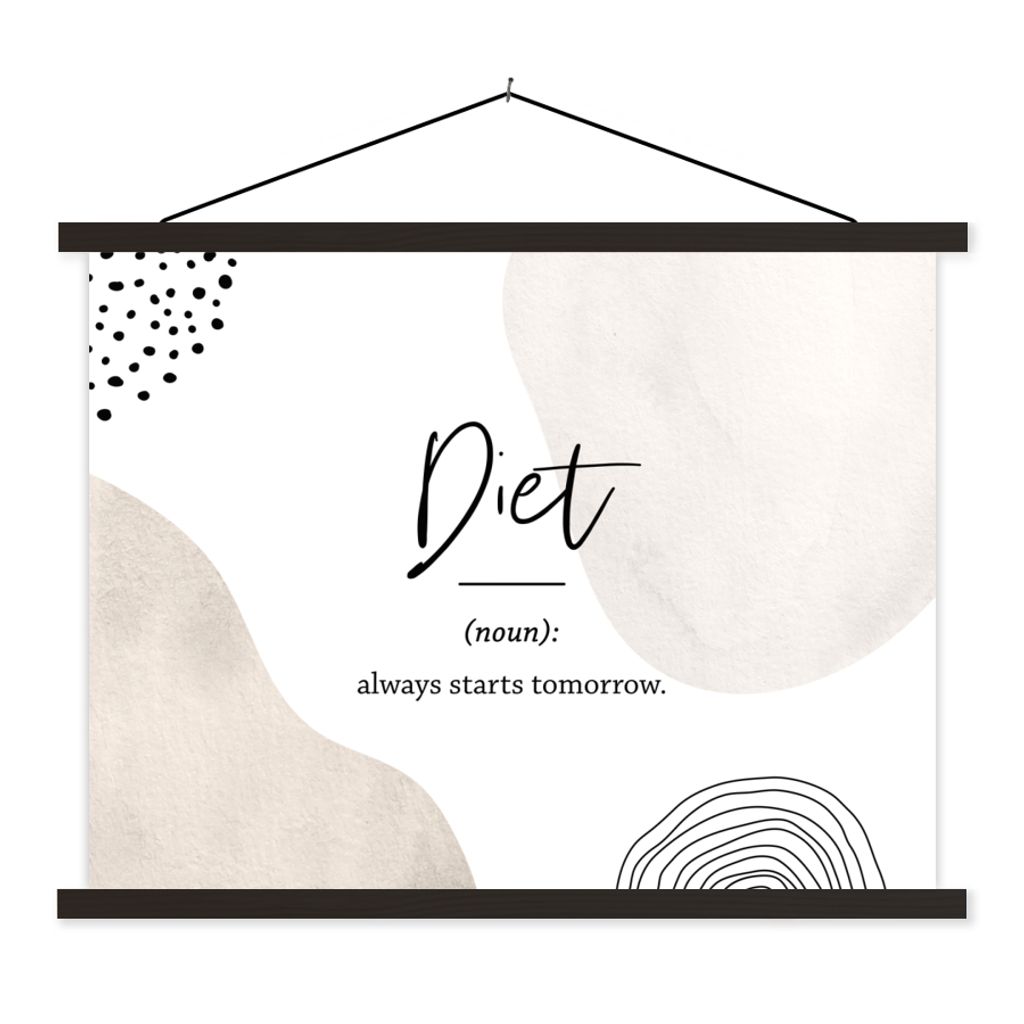 MuchoWow Textilposter Diät - Sprichwörter - Wörterbuch - Zitate - Definition der Diät 150x113 cm mit schwarzem Rahmen - Wohnzimmer