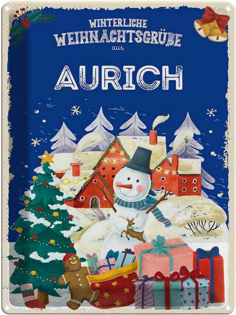 vianmo Blechschild 40x30 cm Weihnachtsgrüße AURICH Abenteuer Reisen Urlaub Weihnachten Fest