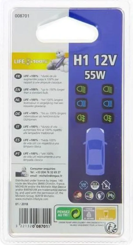 Recensione Lampadina Michelin H1 55W P14,5s | Analisi Life+50% Originale