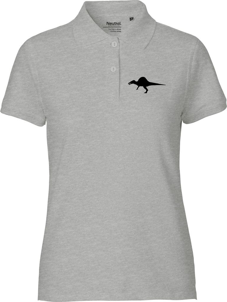 Huuraa Damen Polo Shirt Spinosaurus Dinosaurier XL Sport Grey Bio Baumwolle Fairtrade Poloshirt Geschenkidee